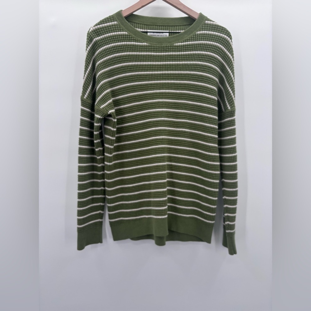 REI Cooperative Women’s Wallace Lake Waffle Knit Crew Neck Sweater Green/White